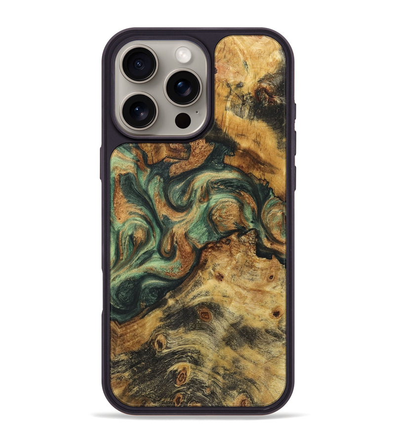 iPhone 16 Pro Max Wood+Resin Phone Case - Kyle (Green, 723134)