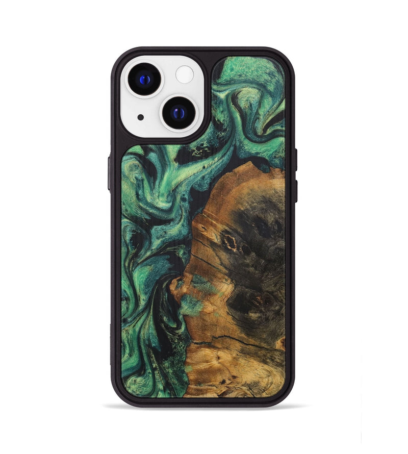 iPhone 13 Wood+Resin Phone Case - Brianne (Green, 723135)