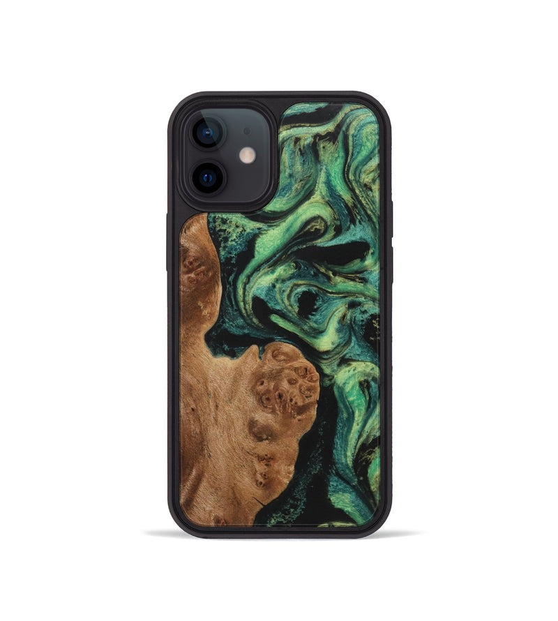 iPhone 12 mini Wood+Resin Phone Case - Ramon (Green, 723136)