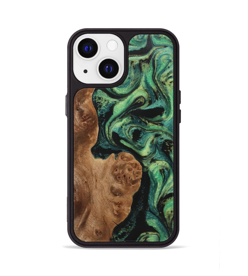 iPhone 13 Wood+Resin Phone Case - Ramon (Green, 723136)