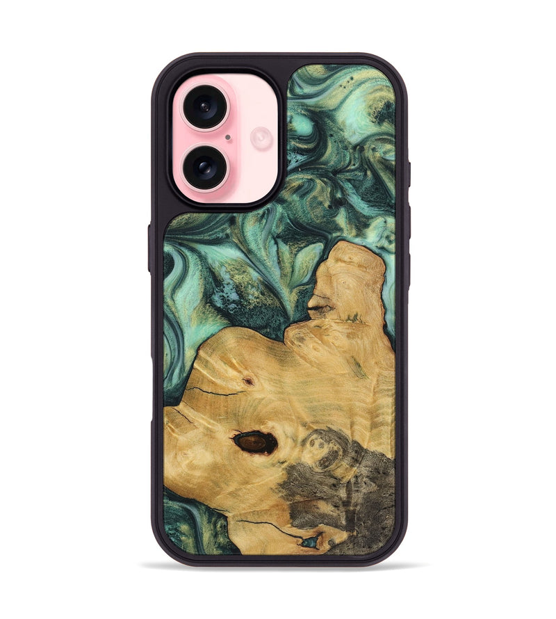 iPhone 16 Wood+Resin Phone Case - Jazmine (Green, 723137)