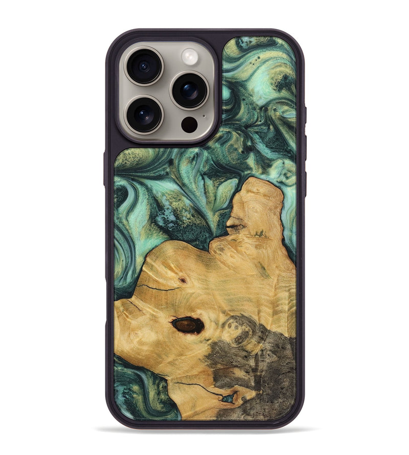 iPhone 16 Pro Max Wood+Resin Phone Case - Jazmine (Green, 723137)