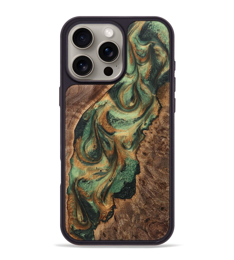 iPhone 16 Pro Max Wood+Resin Phone Case - Bret (Green, 723138)