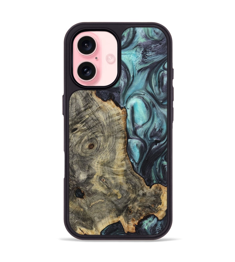 iPhone 16 Wood+Resin Phone Case - Connor (Green, 723139)