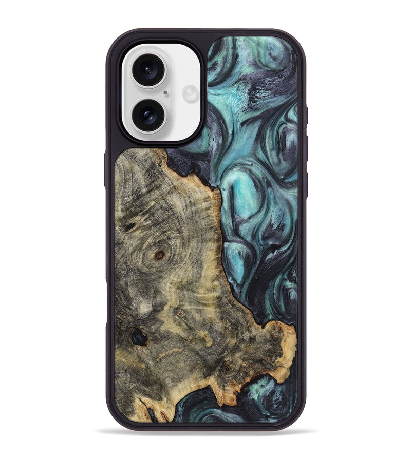 iPhone 16 Plus Wood+Resin Phone Case - Connor (Green, 723139)