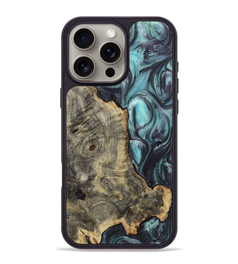 iPhone 16 Pro Max Wood+Resin Phone Case - Connor (Green, 723139)