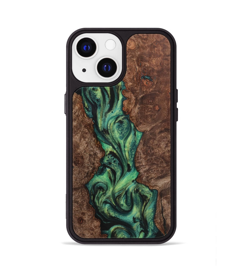 iPhone 13 Wood+Resin Phone Case - Rex (Green, 723141)