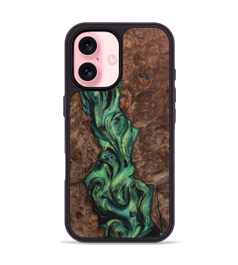 iPhone 16 Wood+Resin Phone Case - Rex (Green, 723141)