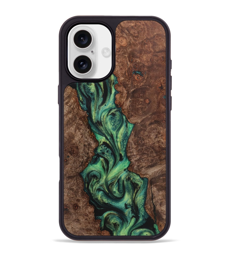 iPhone 16 Plus Wood+Resin Phone Case - Rex (Green, 723141)