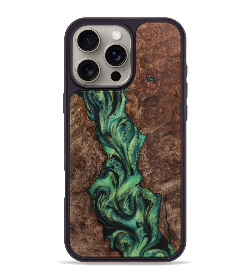 iPhone 16 Pro Max Wood+Resin Phone Case - Rex (Green, 723141)