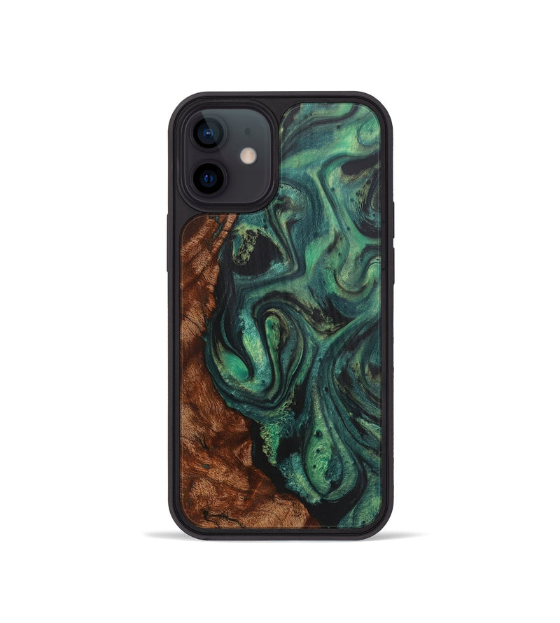 iPhone 12 mini Wood+Resin Phone Case - Charlotte (Green, 723142)