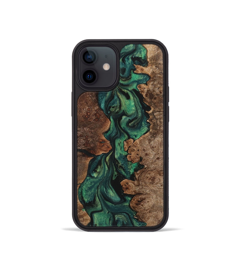 iPhone 12 mini Wood+Resin Phone Case - Roland (Green, 723145)