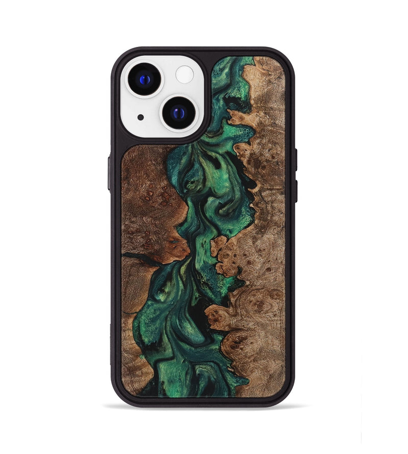 iPhone 13 Wood+Resin Phone Case - Roland (Green, 723145)