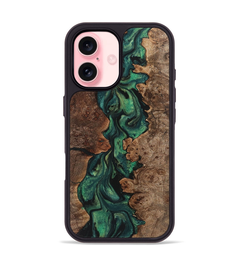 iPhone 16 Wood+Resin Phone Case - Roland (Green, 723145)