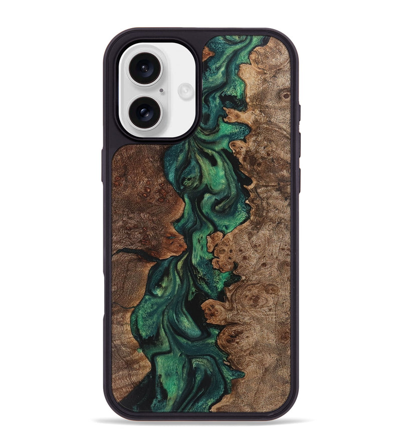 iPhone 16 Plus Wood+Resin Phone Case - Roland (Green, 723145)