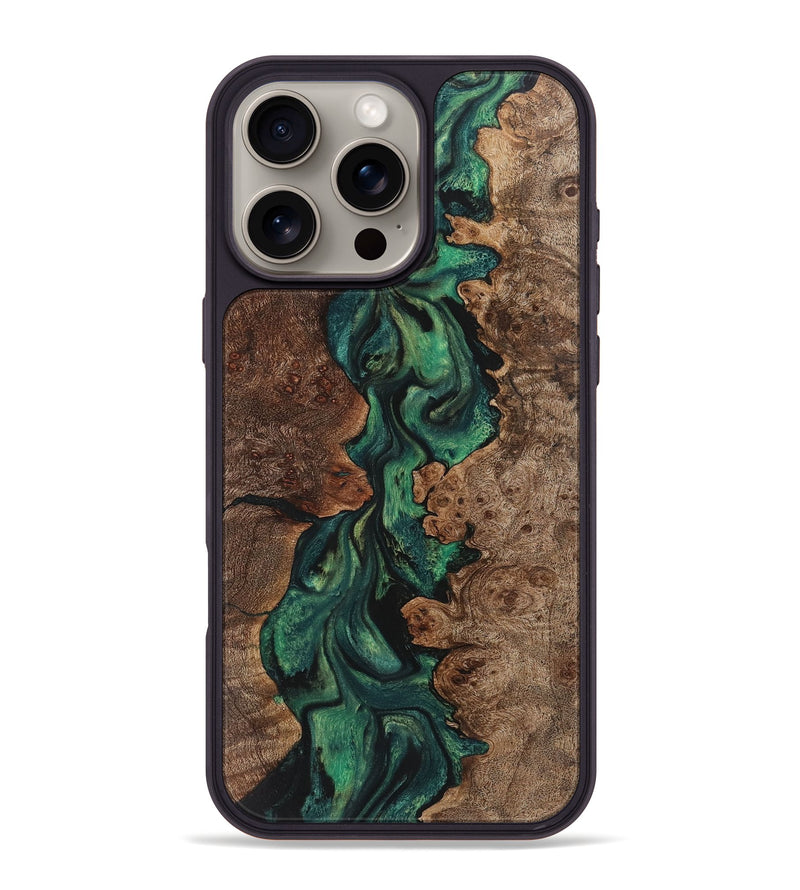 iPhone 16 Pro Max Wood+Resin Phone Case - Roland (Green, 723145)