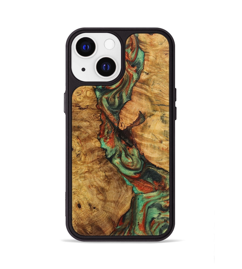 iPhone 13 Wood+Resin Phone Case - Inez (Green, 723146)