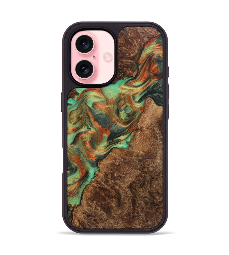 iPhone 16 Wood+Resin Phone Case - Kellen (Green, 723147)