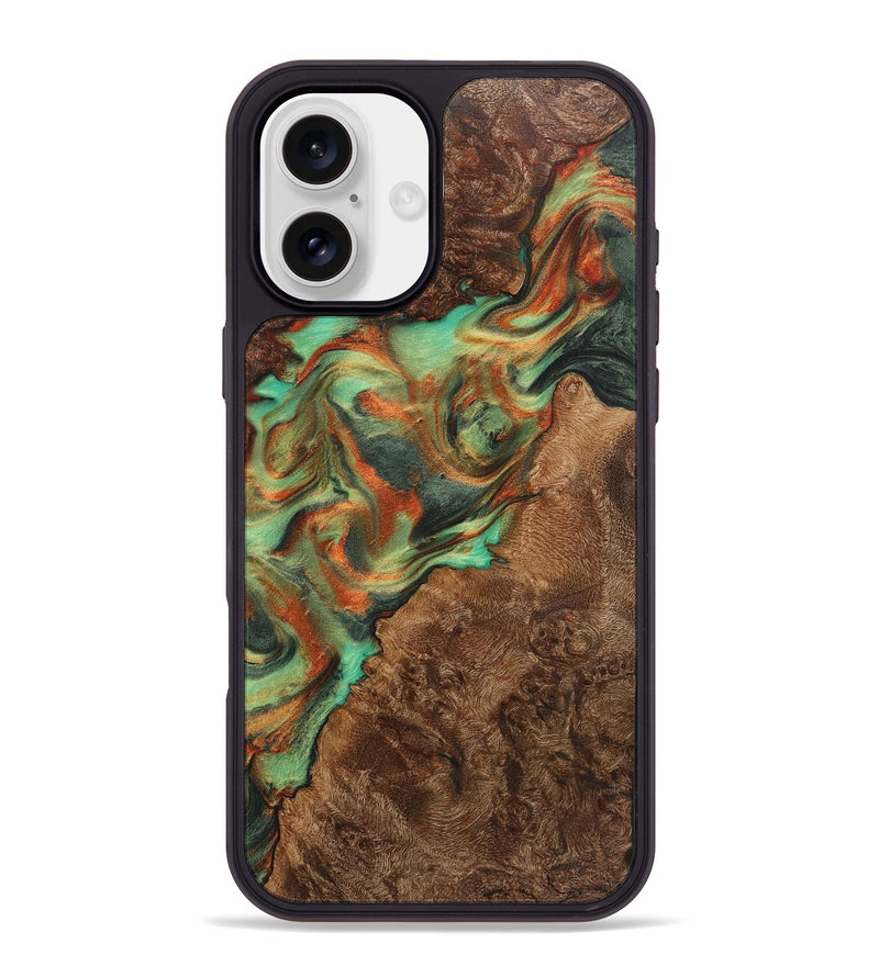 iPhone 16 Plus Wood+Resin Phone Case - Kellen (Green, 723147)