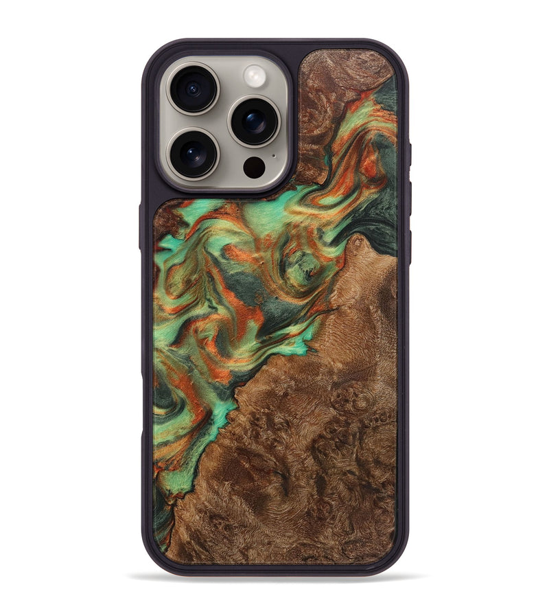 iPhone 16 Pro Max Wood+Resin Phone Case - Kellen (Green, 723147)