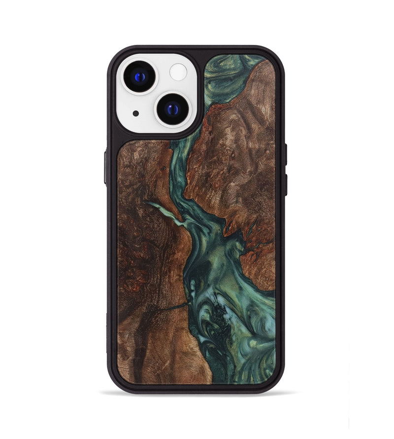 iPhone 13 Wood+Resin Phone Case - Julia (Green, 723148)