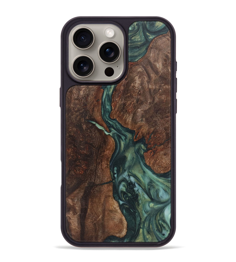 iPhone 16 Pro Max Wood+Resin Phone Case - Julia (Green, 723148)