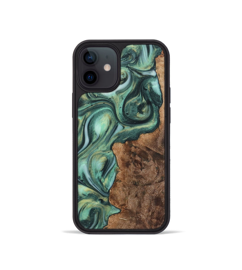 iPhone 12 mini Wood+Resin Phone Case - Molly (Green, 723150)