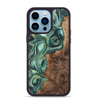 iPhone 14 Pro Max Wood+Resin Phone Case - Molly (Green, 723150)