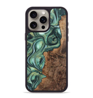 iPhone 15 Pro Max Wood+Resin Phone Case - Molly (Green, 723150)