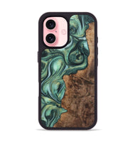 iPhone 16 Wood+Resin Phone Case - Molly (Green, 723150)