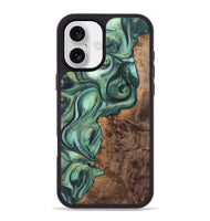 iPhone 16 Plus Wood+Resin Phone Case - Molly (Green, 723150)