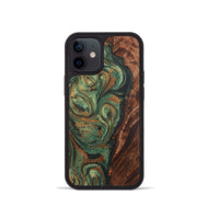 iPhone 12 mini Wood+Resin Phone Case - Shelby (Green, 723151)