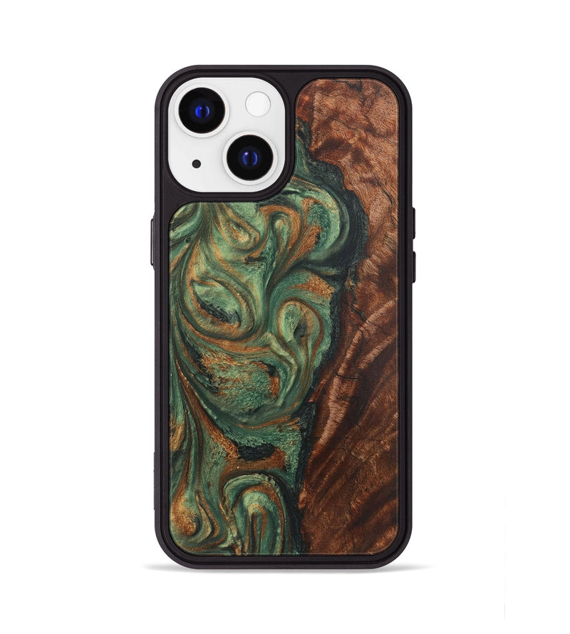 iPhone 13 Wood+Resin Phone Case - Shelby (Green, 723151)