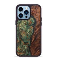 iPhone 14 Pro Max Wood+Resin Phone Case - Shelby (Green, 723151)