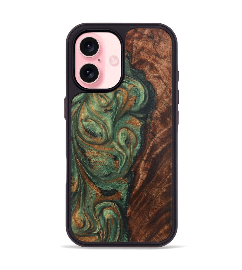 iPhone 16 Wood+Resin Phone Case - Shelby (Green, 723151)