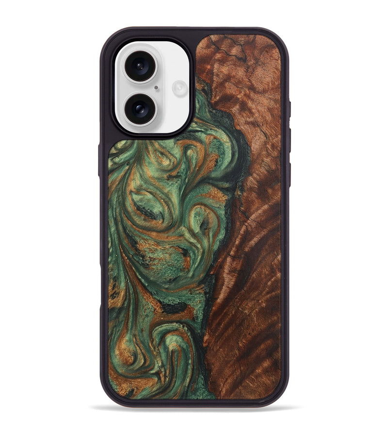 iPhone 16 Plus Wood+Resin Phone Case - Shelby (Green, 723151)