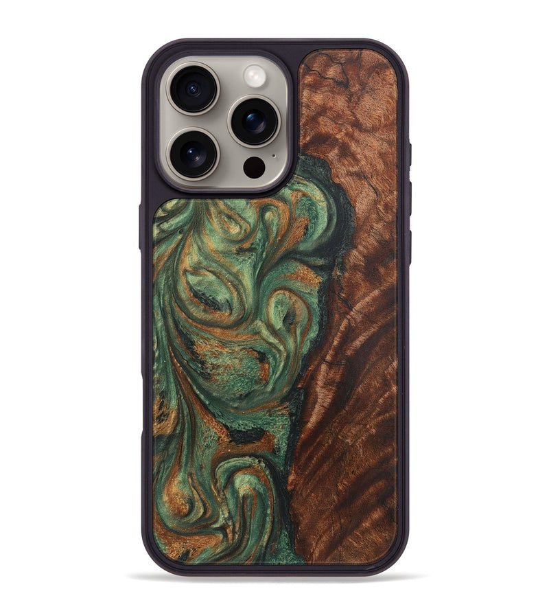 iPhone 16 Pro Max Wood+Resin Phone Case - Shelby (Green, 723151)