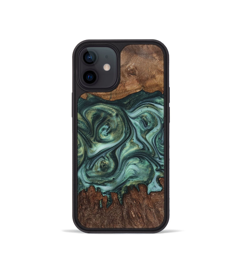 iPhone 12 mini Wood+Resin Phone Case - Braelynn (Green, 723152)