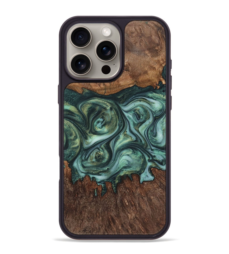 iPhone 16 Pro Max Wood+Resin Phone Case - Braelynn (Green, 723152)