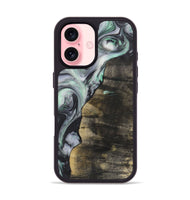 iPhone 16 Wood+Resin Phone Case - Nevaeh (Green, 723153)