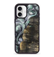 iPhone 16 Plus Wood+Resin Phone Case - Nevaeh (Green, 723153)