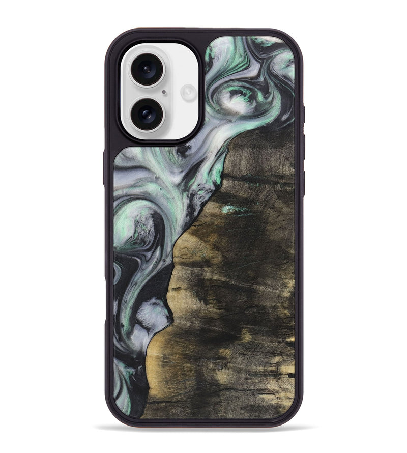 iPhone 16 Plus Wood+Resin Phone Case - Nevaeh (Green, 723153)