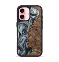 iPhone 16 Wood+Resin Phone Case - Raegan (Green, 723154)