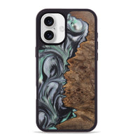 iPhone 16 Plus Wood+Resin Phone Case - Raegan (Green, 723154)