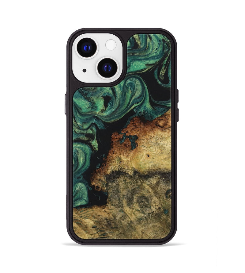 iPhone 13 Wood+Resin Phone Case - Sheila (Green, 723155)