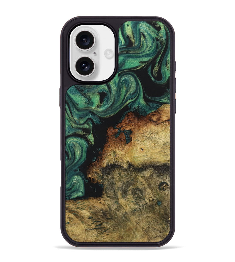 iPhone 16 Plus Wood+Resin Phone Case - Sheila (Green, 723155)