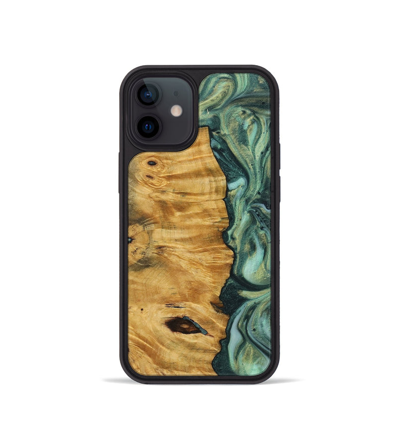 iPhone 12 mini Wood+Resin Phone Case - Virgil (Green, 723156)