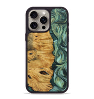 iPhone 15 Pro Max Wood+Resin Phone Case - Virgil (Green, 723156)