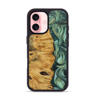 iPhone 16 Wood+Resin Phone Case - Virgil (Green, 723156)