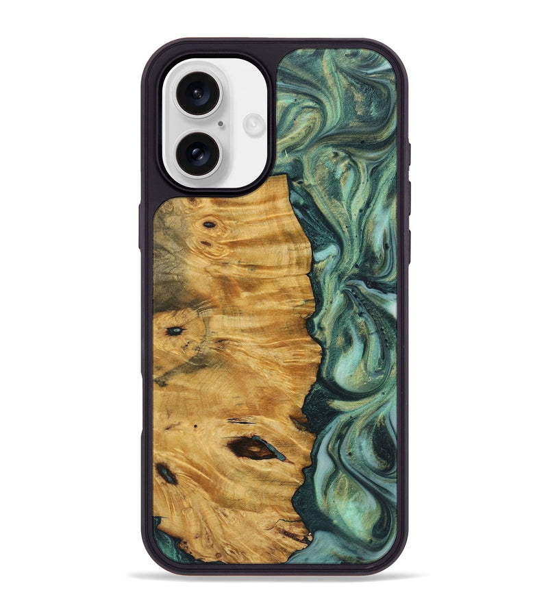 iPhone 16 Plus Wood+Resin Phone Case - Virgil (Green, 723156)